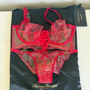 Honey Birdette Scarlet Lace Bra Set
